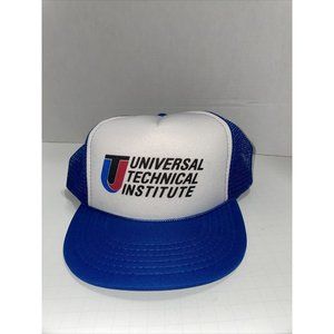 Vintage Universal Technical Institute Hat Blue Mesh Foam Mechanic Snapback VTG